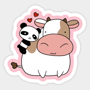 Panda Loves Cow Sticker